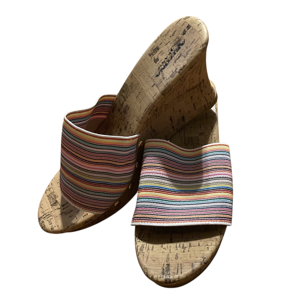 Arizona Jeans Brand 10M Muti Color Striped Women's Wedge Slip On Sandals